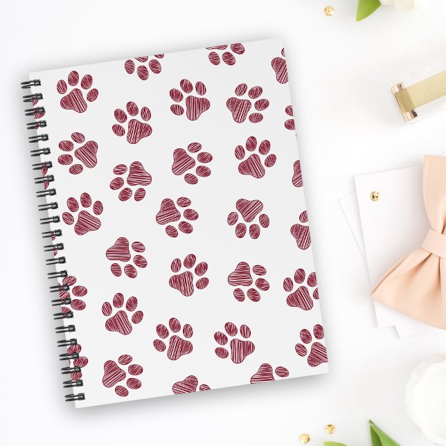 Doodle Paws, Dog Paws, Burgundy Paws Notebook (Creator Uploaded)