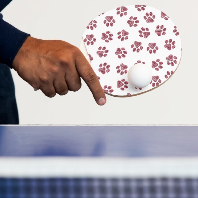 Doodle Paws, Dog Paws, Burgundy Paws Ping Pong Paddle (Insitu)