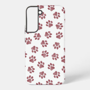Doodle Paws, Dog Paws, Burgundy Paws Samsung Galaxy Case
