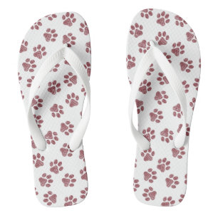Doodle Paws, Dog Paws, Burgundy Paws Thongs