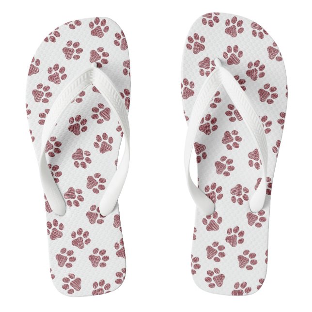Doodle Paws, Dog Paws, Burgundy Paws Thongs (Footbed)