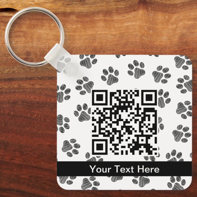 Doodle Paws, Dog Paws, Cat Paws, Black Paws Key Ring (Front)