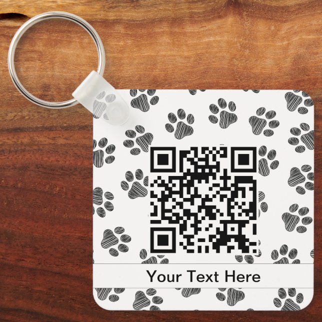 Doodle Paws, Dog Paws, Cat Paws, Black Paws Key Ring (Front)