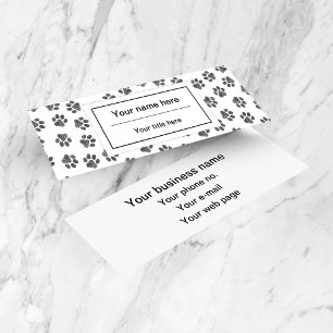 Doodle Paws, Dog Paws, Cat Paws, Black Paws Mini Business Card