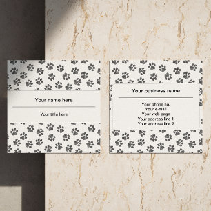 Doodle Paws, Dog Paws, Cat Paws, Black Paws Square Business Card