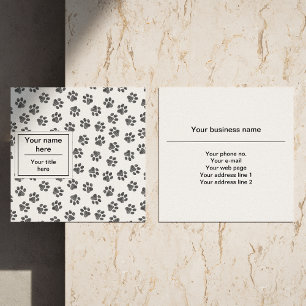 Doodle Paws, Dog Paws, Cat Paws, Black Paws Square Business Card