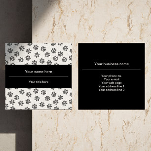 Doodle Paws, Dog Paws, Cat Paws, Black Paws Square Business Card