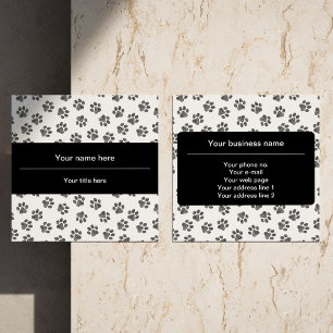 Doodle Paws, Dog Paws, Cat Paws, Black Paws Square Business Card