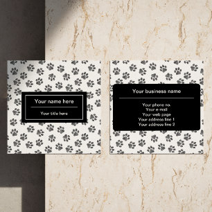Doodle Paws, Dog Paws, Cat Paws, Black Paws Square Business Card