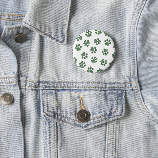 Doodle Paws, Dog Paws, Green Paws 6 Cm Round Badge (In Situ)