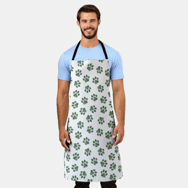 Doodle Paws, Dog Paws, Green Paws Apron (Worn)
