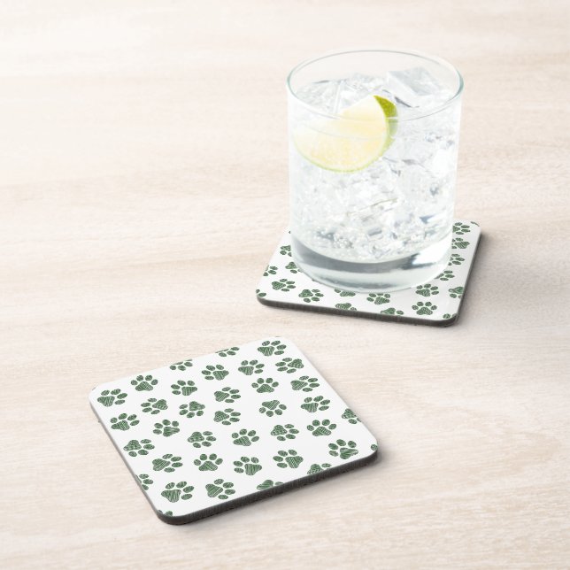 Doodle Paws, Dog Paws, Green Paws Coaster (Right Side)