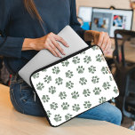Doodle Paws, Dog Paws, Green Paws Laptop Sleeve<br><div class="desc">Cute,  fun and adorable pattern with doodle paws in green colour on white background. Modern and trendy gift,  perfect for the dog and cat lover in your life.</div>