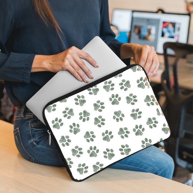 Doodle Paws, Dog Paws, Green Paws Laptop Sleeve (Creator Uploaded)