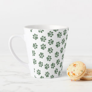 Doodle Paws, Dog Paws, Green Paws Latte Mug