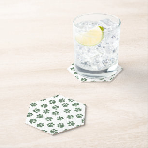 Doodle Paws, Dog Paws, Green Paws Paper Coaster