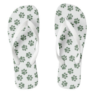 Doodle Paws, Dog Paws, Green Paws Thongs