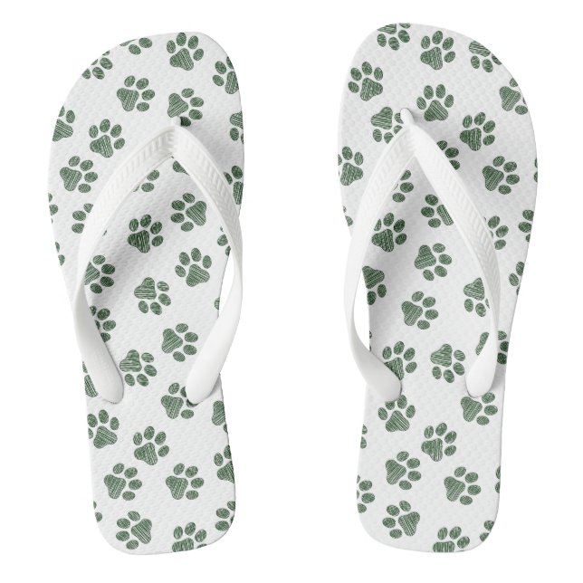 Doodle Paws, Dog Paws, Green Paws Thongs (Footbed)