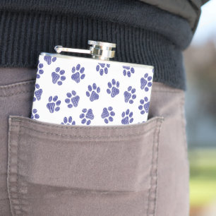 Doodle Paws, Dog Paws, Navy Blue Paws Hip Flask