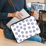 Doodle Paws, Dog Paws, Navy Blue Paws Laptop Sleeve<br><div class="desc">Cute,  fun and adorable pattern with doodle paws in navy blue colour on white background. Modern and trendy gift,  perfect for the dog and cat lover in your life.</div>