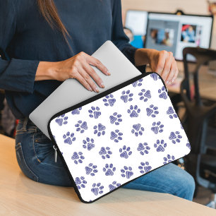 Doodle Paws, Dog Paws, Navy Blue Paws Laptop Sleeve