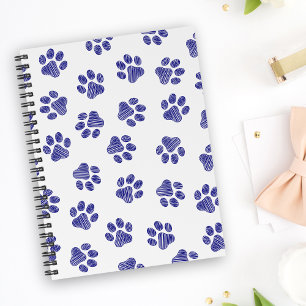 Doodle Paws, Dog Paws, Navy Blue Paws Notebook