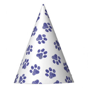 Doodle Paws, Dog Paws, Navy Blue Paws Party Hat