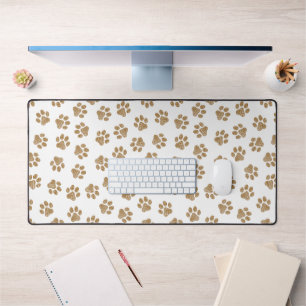 Doodle Paws, Dog Paws, Orange Gold Paws Desk Mat