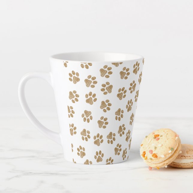 Doodle Paws, Dog Paws, Orange Gold Paws Latte Mug (In Situ)