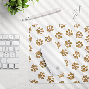 Doodle Paws, Dog Paws, Orange Gold Paws Mouse Pad