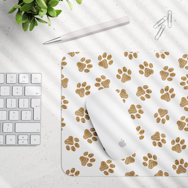 Doodle Paws, Dog Paws, Orange Gold Paws Mouse Pad (Creator Uploaded)
