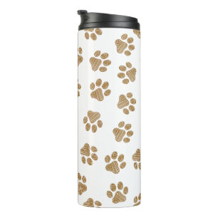 Doodle Paws, Dog Paws, Orange Gold Paws Thermal Tumbler