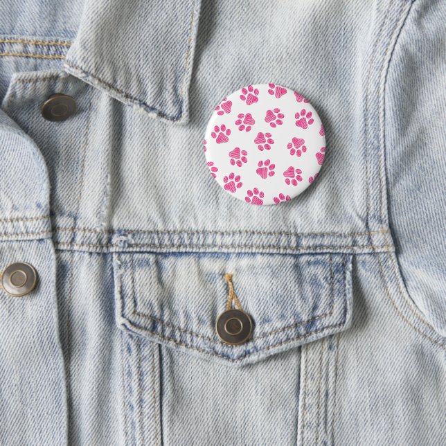 Doodle Paws, Dog Paws, Pink Paws 6 Cm Round Badge (In Situ)