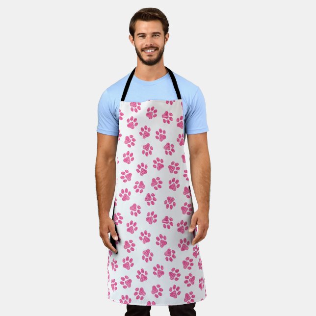 Doodle Paws, Dog Paws, Pink Paws Apron (Worn)