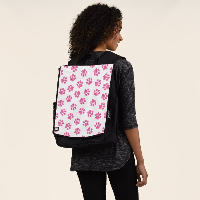 Doodle Paws, Dog Paws, Pink Paws Backpack (Worn)