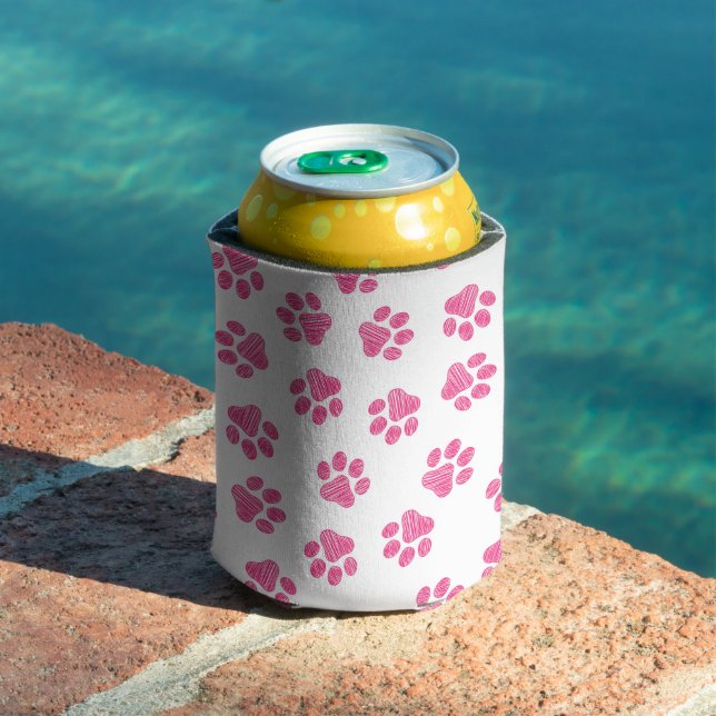 Doodle Paws, Dog Paws, Pink Paws Can Cooler (In Situ Pool)