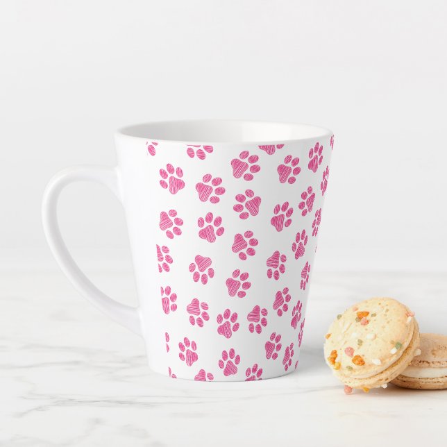Doodle Paws, Dog Paws, Pink Paws Latte Mug (In Situ)