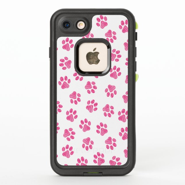 Doodle Paws, Dog Paws, Pink Paws LifeProof iPhone Case (Back)