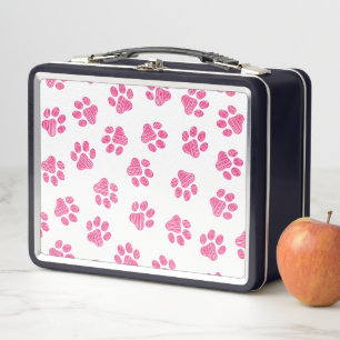 Doodle Paws, Dog Paws, Pink Paws Metal Lunch Box