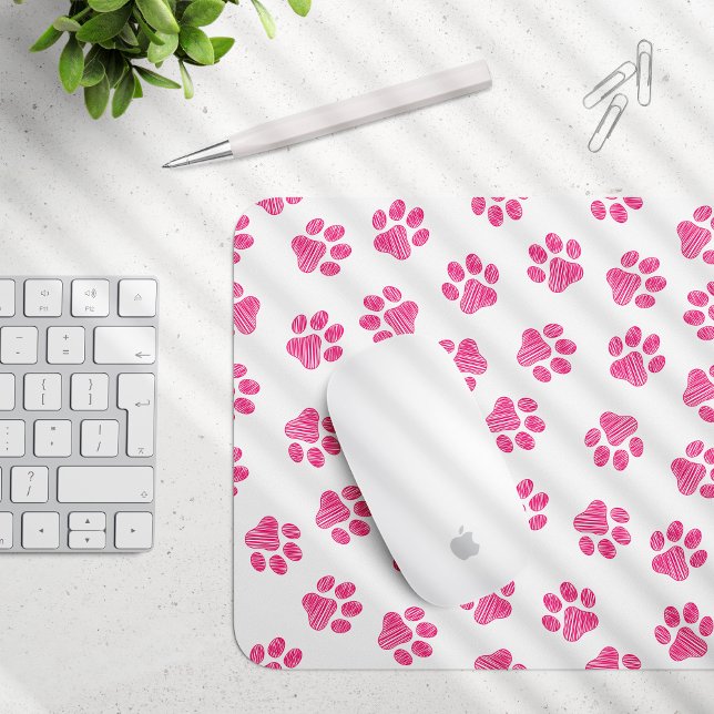 Doodle Paws, Dog Paws, Pink Paws Mouse Pad (Creator Uploaded)