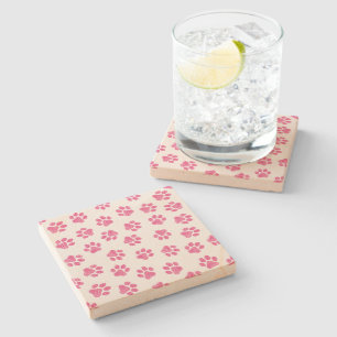 Doodle Paws, Dog Paws, Pink Paws Stone Coaster