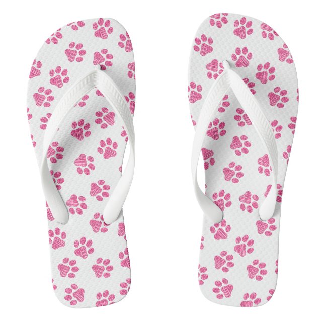 Doodle Paws, Dog Paws, Pink Paws Thongs (Footbed)