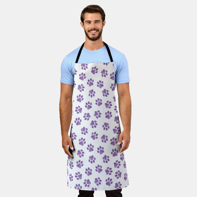 Doodle Paws, Dog Paws, Purple Paws Apron (Worn)