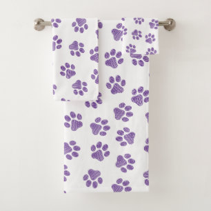 Doodle Paws, Dog Paws, Purple Paws Bath Towel Set