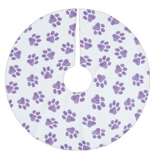 Doodle Paws, Dog Paws, Purple Paws Brushed Polyester Tree Skirt