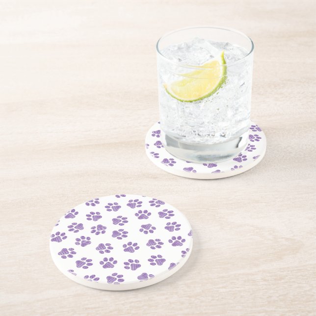 Doodle Paws, Dog Paws, Purple Paws Coaster (Side)