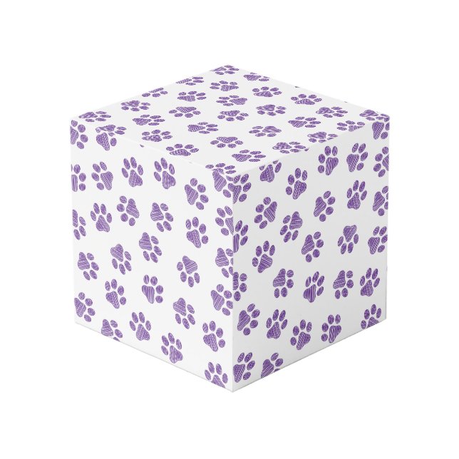 Doodle Paws, Dog Paws, Purple Paws Cube (Front Angled)
