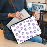 Doodle Paws, Dog Paws, Purple Paws Laptop Sleeve<br><div class="desc">Cute,  fun and adorable pattern with doodle paws in purple colour on white background. Modern and trendy gift,  perfect for the dog and cat lover in your life.</div>