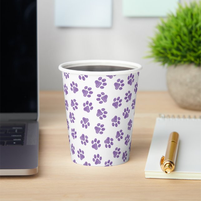 Doodle Paws, Dog Paws, Purple Paws Paper Cups (Insitu)