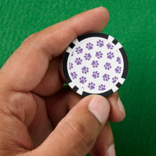 Doodle Paws, Dog Paws, Purple Paws Poker Chips